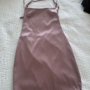 Satin Slip Dress in Dusty Mauve - Women's Dress